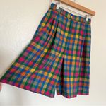Vintage TanJay Rainbow Checkered Gingham High Rise Pleated Shorts Colorful Plaid Blue Size XS Photo 4