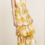 Nightwalker Shopbop yellow floral tiered ruffle midi dress Photo 0