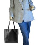 Ann Taylor GRAY “HUTTON” SWEATER RIBBED KNIT EXTERIOR WOOL BLEND BLAZER (14) Photo 0