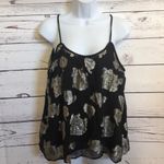Lucky Brand  Black rose floral babydoll chiffon top‎ Photo 1