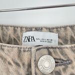 ZARA  Women's Beige TRF Overdyed Frayed Denim Mid Rise A-line‎ Midi Skirt Size L Photo 9