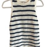 Madewell NWT Crochet-Knit Crewneck Sweater Tank In Bright Ivory Navy Size S Photo 3