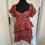 Altar'd State Altar’d State Puff Sleeve Maroon Rusted Red Floral Print Dress NWOT Photo 1