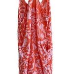 Rachel Zoe  Tie Neck Halter Maxi Dress Linen Orange Coral Hibiscus Resortwear - S Photo 0