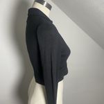 Brave Soul NWT‎  London Black Ribbed Wrap Crop Top Long Sleeve Collared Women's M Photo 4