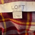 Loft  Red Plaid Flannel LS Button down Shirt NWOT Photo 3