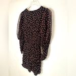 ZARA  Puff Sleeve Black Sheer Mesh Pink Floral Ruched Dress Size M NWT Photo 11