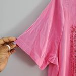 Citiknits Vintage Pink Beaded Star Cocktail Short Sleeve Top XL Photo 2