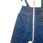 Anthropologie Anthro Pilcro Retro 70s Highrise Bibbed Denim Strappy Jumpsuit size 28 Photo 15