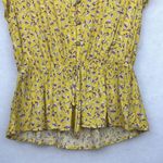 One Clothing Shirt Yellow floral Print Short Flutter Sleeves Gathered Waist Sz M Photo 1