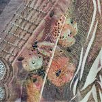 3/4 Sleeve Floral Print Top w Mesh Trimmed V Neckline & Beaded Medallions Bleu Size L Photo 7