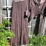 Victor Costa Chocolate Brown Crinkle Texture Wrap Top Evening Jacket w/Skirt 8 Photo 2