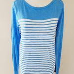J.Crew Factory blue white striped boatneck long sleeve sweater size medium Photo 0