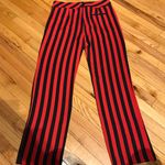 Topshop NWT Striped Print Trousers Straight Leg Bi-color Casual Dress Pants Career Office Red Photo 1