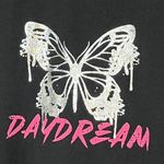 Graphic Silver Glittery Butterfly Crop Top Size Medium Black Photo 3