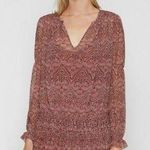 Joie  Dress Snow Silk Mini Floral Paisley Long-Sleeve Port Wine XS NWT Photo 0