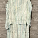 J. Jill Linen Dress Green Blue Stripe Overlay XS‎ Photo 0