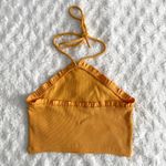 ZARA  Orange Ribbed Halter Ruffle Colorful Summer Beach Crop Top S Photo 5