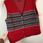 Eddie Bauer 100% Lambs Wool Nordic Fair Isle Red Sweater Vest Small Petite Photo 3