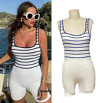 ZARA  Contour Collection Seamless Striped Romper White Navy Blue Size XS /‎ S Photo 1