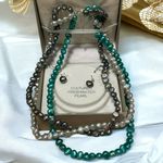 Freshwater 3 Strand Cultured Pearl 16" Choker Necklace w/ Silver Earrings Photo 0