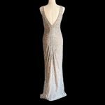 Monash Apparels Sequined Evening Gown With Side Slit Silver Size M Photo 6