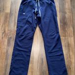 FIGS Navy Blue Scrub Pants with Gray Drawstring Photo 2