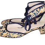 J.Crew Size 7 Giraffe print navy blue block heels Photo 3