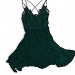 Free People  Green Asymmetrical Ruffled Mini Dress Photo 3