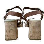 Paul Green Women’s US 9.5 UK 7 Tina Cognac Leather Cork Heel Sandals Slingback Photo 3