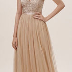 Anthropologie  BHLDN Avery Nude Blush Formal Dress Gown $250 16 Photo 0