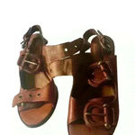 Frye  Amy Women’s  Brown Leather Heeled Buckled Slingback Shoes 9 M / 39-40 Photo 12