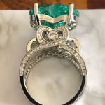 Ladies elegant large paraiba tourmaline emerald heart stone 925 ring 6 NIB Silver Photo 10