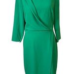 Katherine Kelly Green Faus Wrap Sheath Dress Size 6 Photo 0