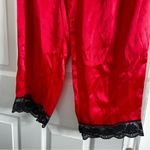 Private Luxuries Pajama Set Size Medium Vintage Red Scarlet 100% Polyester Lace Photo 5