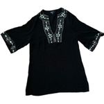 Beulah  size medium black beaded tunic top tunic causal Photo 0