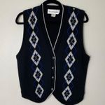 Vintage 90s Black Blue Classic Chandler Bing Argyle Preppy Sweater Vest Medium Photo 1