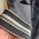 prAna Grey Coat with Striped Collar, stripe details at collar and cuffs, longer Photo 2