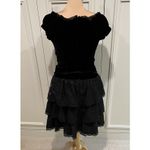 Black Velvet Lace Tiered Women's Dress Whimsigoth Fairy Grunge Vampy Peasant Photo 4