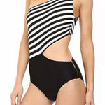 Michael Michael Kors One Shoulder Stripe Cutout One Photo 0