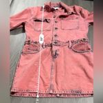 Current/Elliott  The Jumpsuit Long Sleeve Denim Dress in Acid Pink‎ Size 2 Photo 9