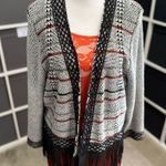 Christopher & Banks  Black and White Fringed Western Cardigan Sweater Photo 1