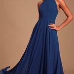 Lulus NWT Lulu’s Mythical Kind of Love Maxi Dress Navy Blue XS Photo 0