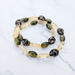 Vintage Necklace Green & Butter Yellow Tones Photo 7