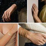 Gold Bracelets for Women Girls, 14K Real Gold Plated Link Chain Bracelets Stack Gold Beaded Stretch Bracelet Bangle Cuff Bracelets Set Fashion Jewelry Photo 1