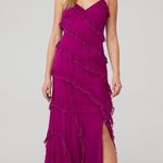 Amur Chara Ruffle Evening Gown in Purple‎ Sangria Womens Long Maxi Dress 6 Purple Photo 0