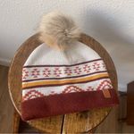 Frye and Co. Aztec Patterned Knit Beanie with Pom Pom Red Photo 1
