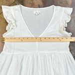 Japna  100% Viscose White Boho Cap Sleeve V-neck Peasant Top Babydoll Small Photo 4