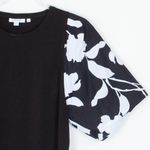 Chico's Womens Floral Puff Sleeve Top Size 00 XS Black Minimalist Office Staple Photo 1