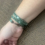 Green Faux Leather “Live Laugh Love” Wrap Bracelet Photo 0